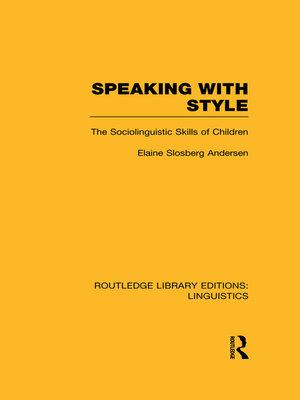 cover image of Speaking With Style (RLE Linguistics C